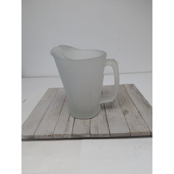 Vintage Tiara Indiana Glass Frosted Satin Glass Pitcher With Ice Lip 8 1/4" - Picture 4 of 8